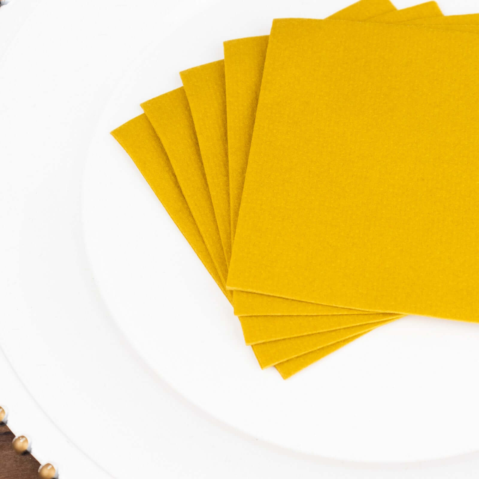 20-Pack Paper Linen-Like Cocktail Napkins Gold - Disposable 5"x5" Airlaid Soft Napkins