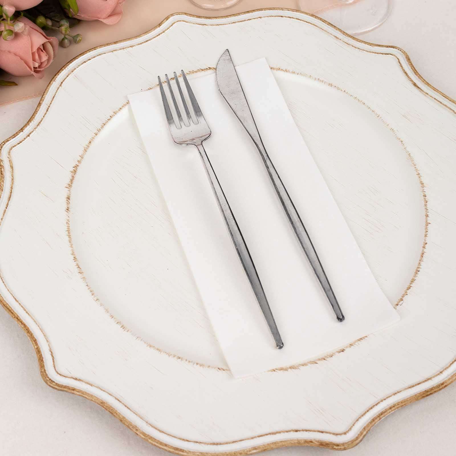 20-Pack Paper Linen-Like Napkins White - Disposable Hygienic Airlaid Guest Towels 8.5"x4"