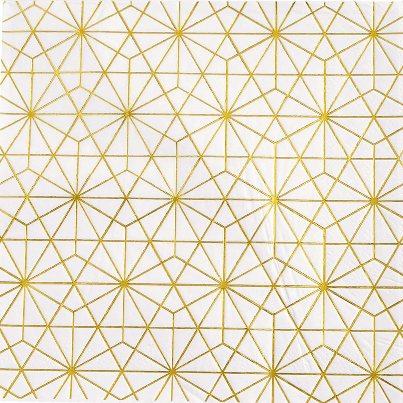 20-Pack Paper Dinner Napkins with Geometric Design Metallic Gold - Disposable 3 Ply Cocktail Napkins for Weddings