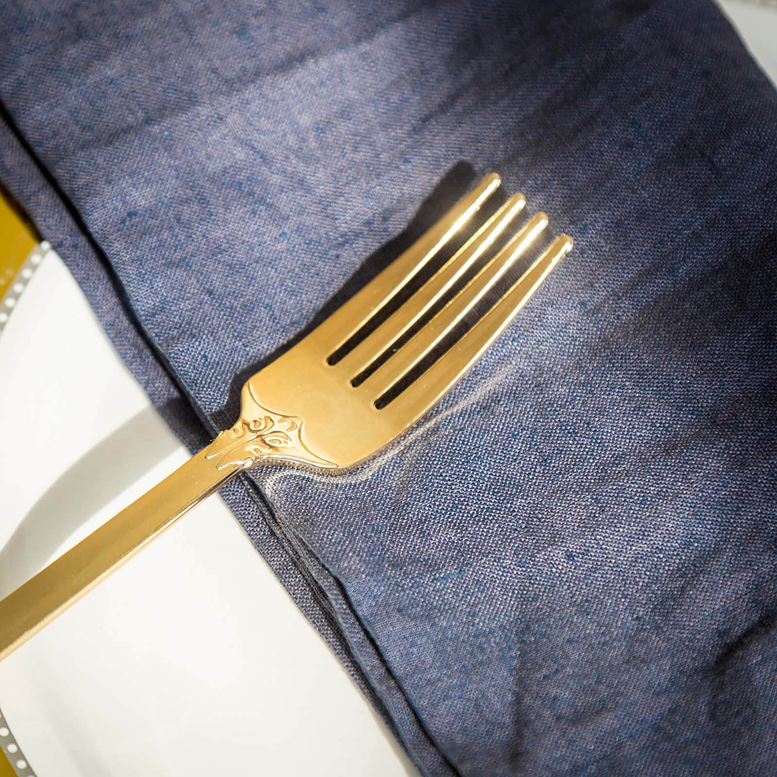 24-Pack Plastic Forks Baroque Style Metallic Gold - Heavy Duty Disposable Silverware 8"