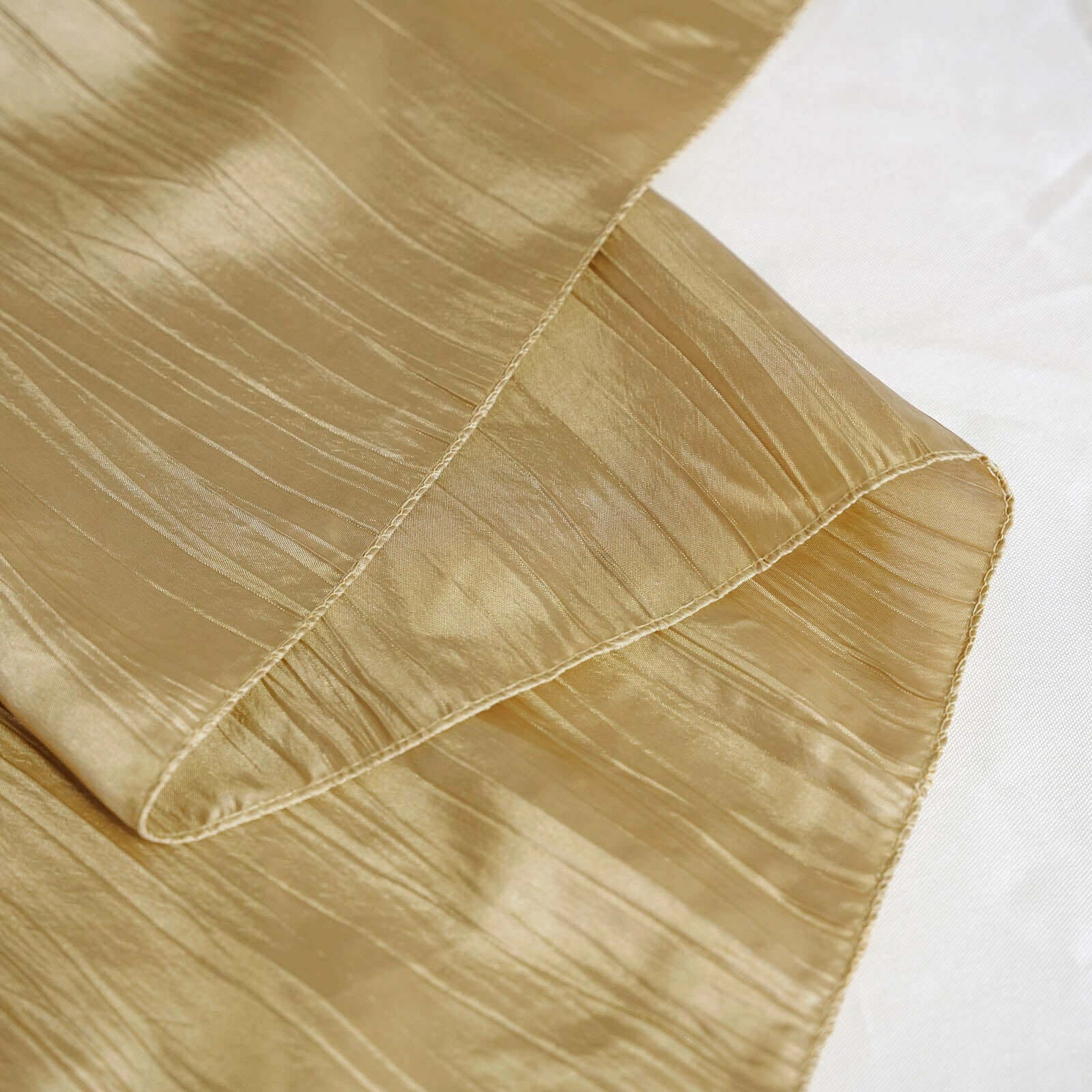 Taffeta 90"x132" Rectangle Tablecloth Gold - Seamless Accordion Crinkle Design for Sophisticated Gatherings