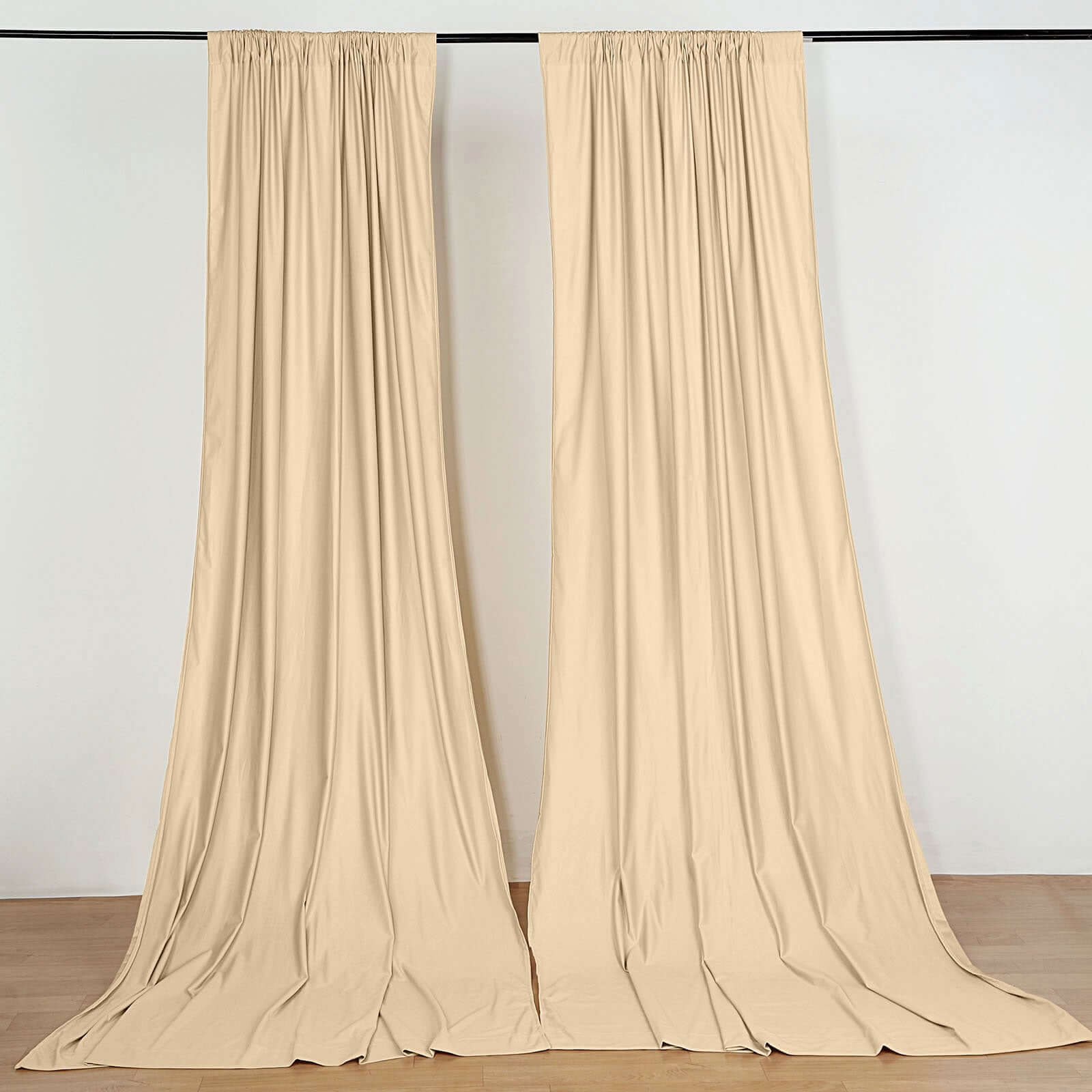 2 Pack Champagne Scuba Polyester Event Curtain Drapes, Durable Flame Resistant Backdrop Event Panels Wrinkle Free with Rod Pockets - 10ftx10ft