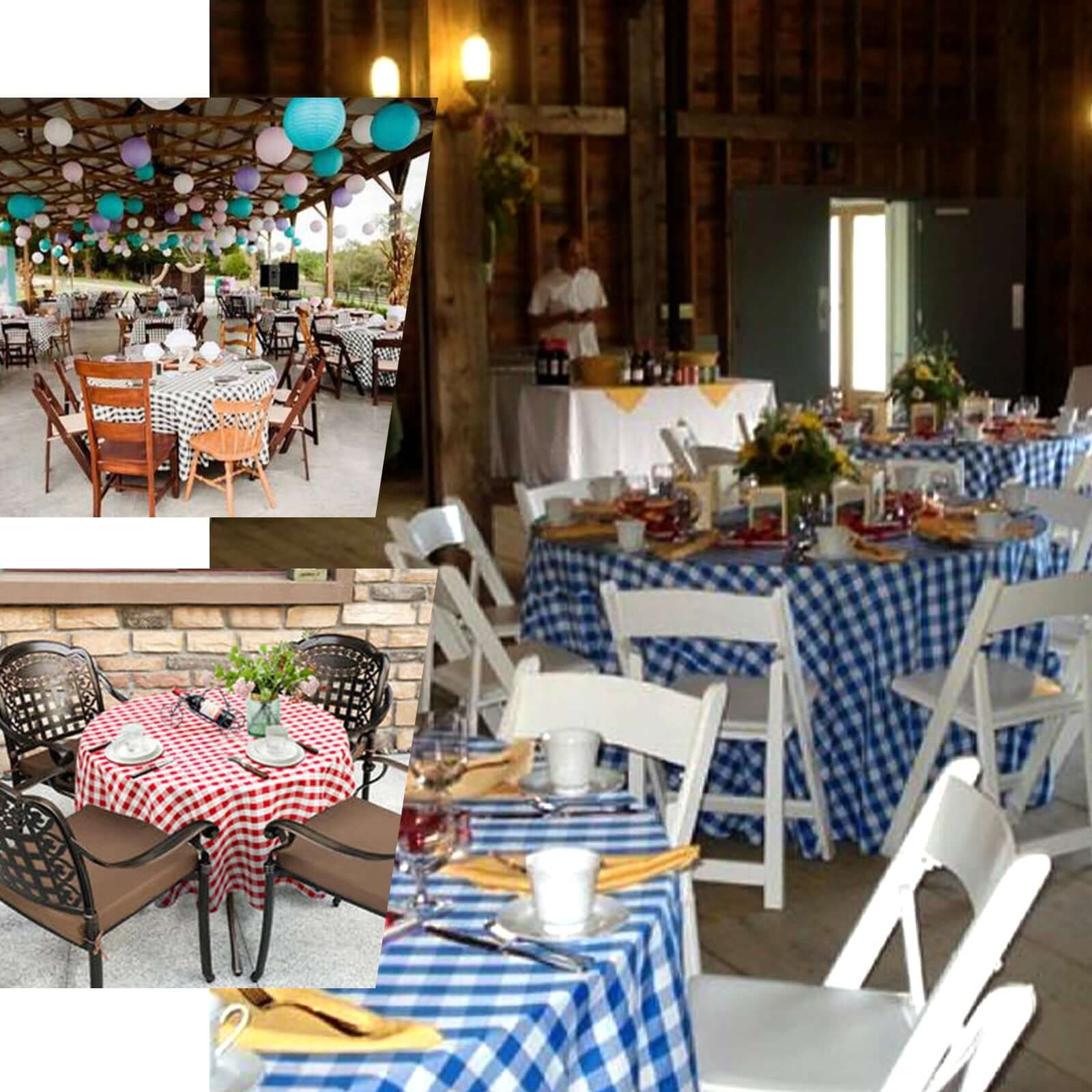 Polyester 120" Round Tablecloth White/Green Seamless - Checkered Buffalo Plaid Table Cover