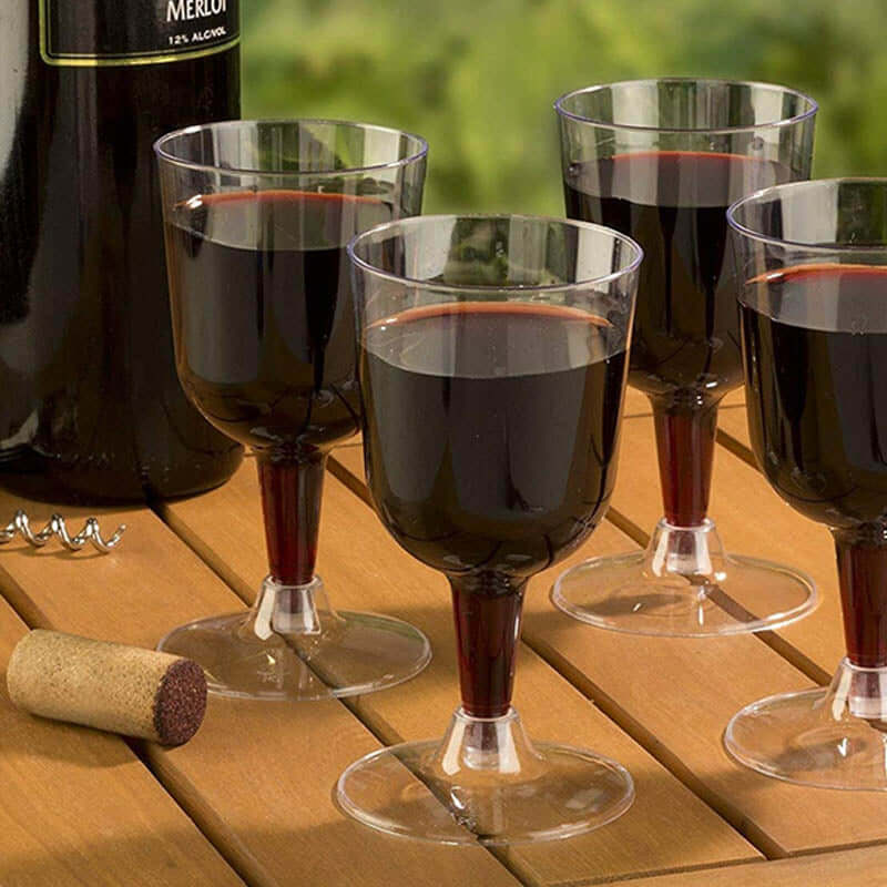 20-Pack Plastic Wine Glasses Short Stem Crystal Collection Clear - Stylish Disposable Glasses for Wine 6oz