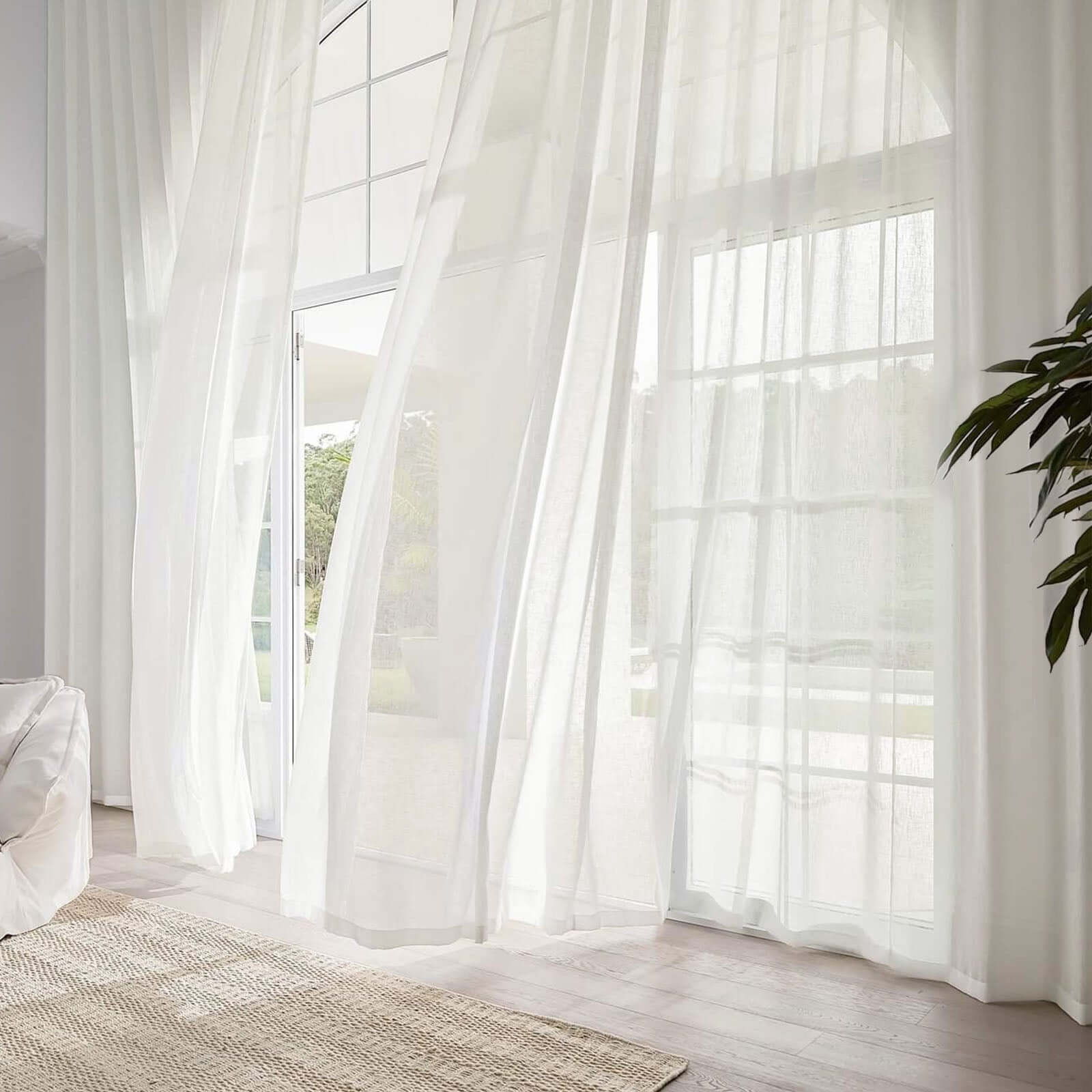 10ftx40ft Ivory Sheer Ceiling Drape Curtain Panels Durable Flame Resistant Fabric