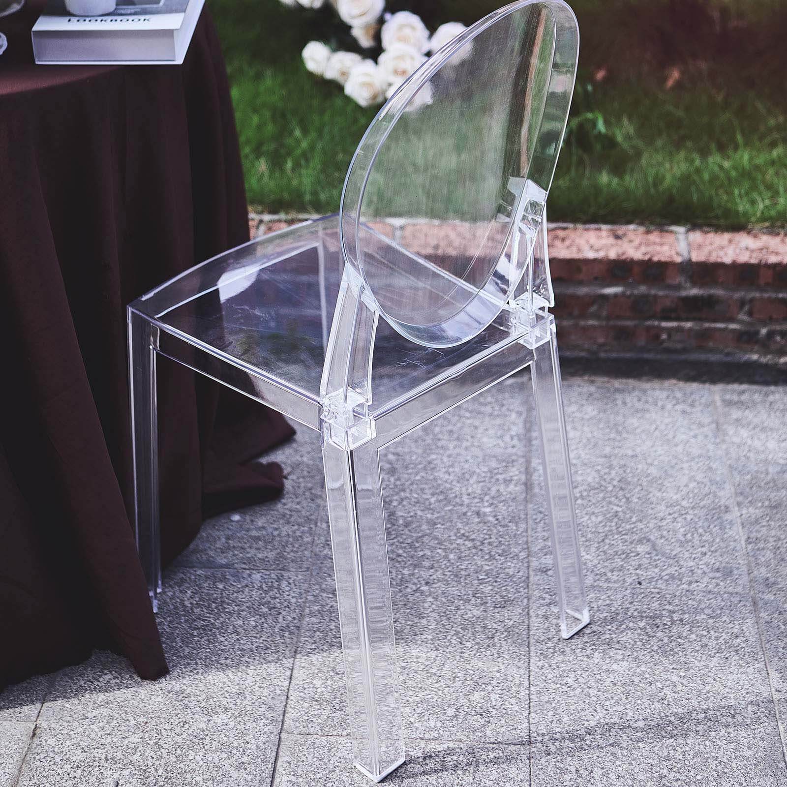 Acrylic Ghost Chair with Oval Back for Banquet Use Clear - Sleek Transparent Armless Accent Chair for Weddings & Gatherings