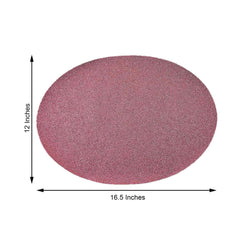6-Pack Placemats Glitter Design Coral Sparkle Oval - Non-Slip Decorative Table Mats for Dining 12"x18"