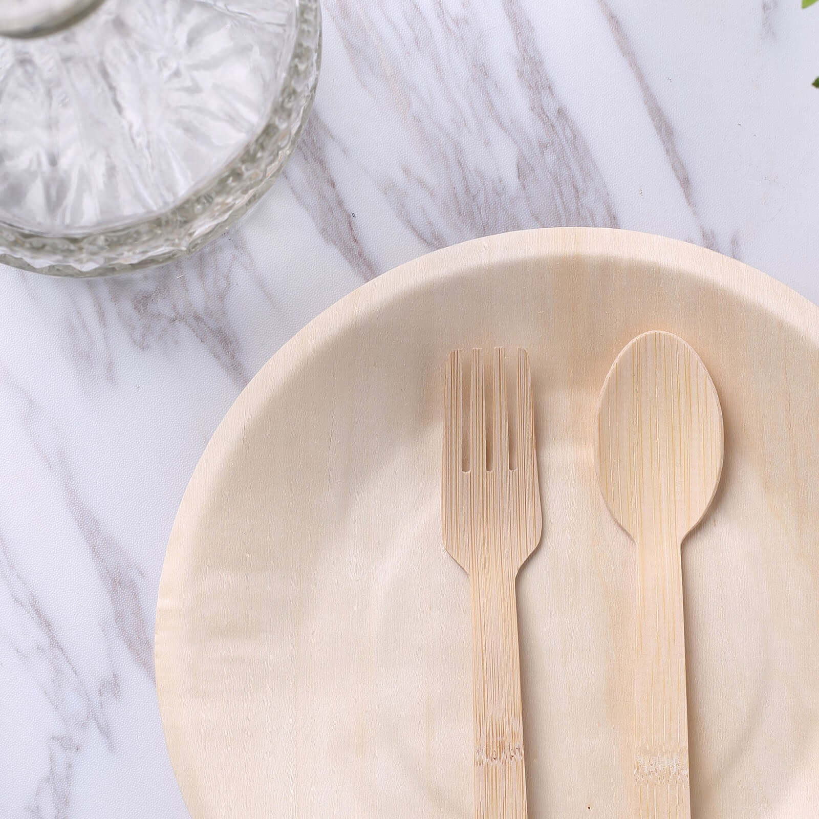25-Pack Birchwood 9" Round Dinner Plates - Natural Eco Friendly Wooden Disposable Plates for Farmhouse-Style Events, Parties & Gatherings