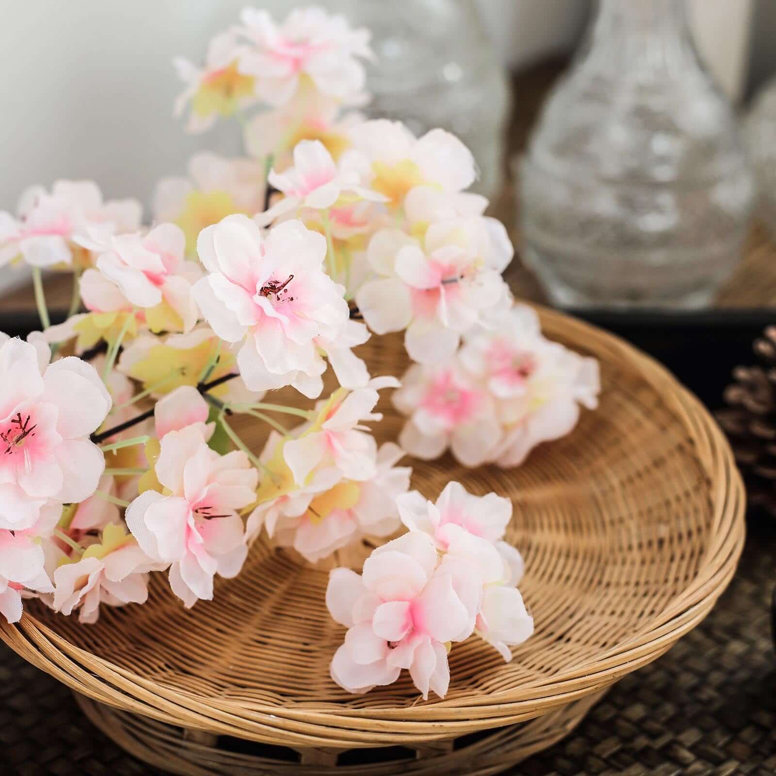 4 Bushes 40" Tall Blush Artificial Silk Cherry Blossom Flowers
