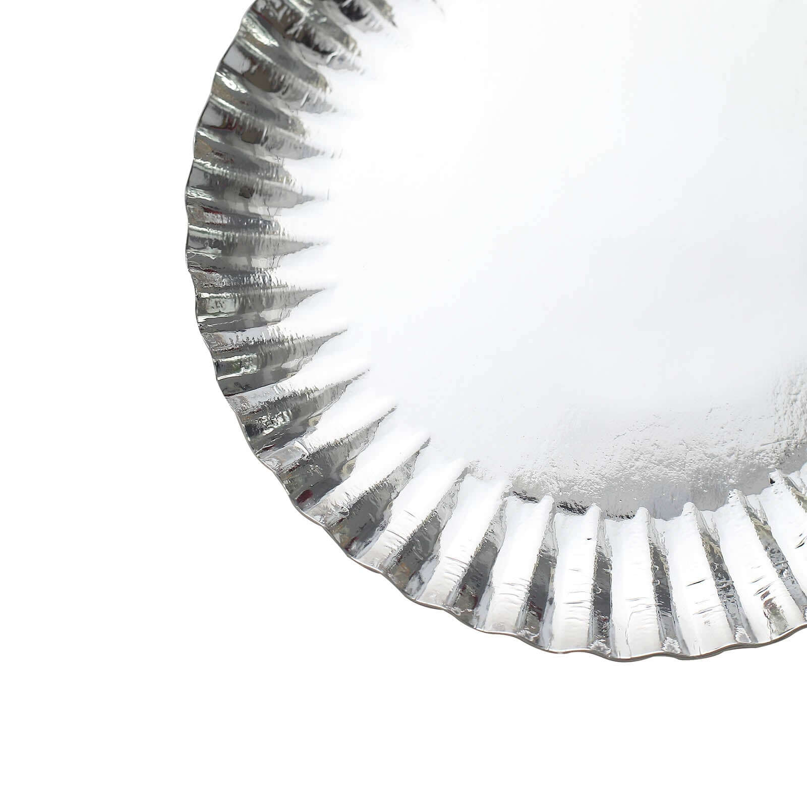 50-Pack Paper 5" Round Dessert Plates in Metallic Silver with Scalloped Rim - Disposable 250GSM Appetizer Party Plates