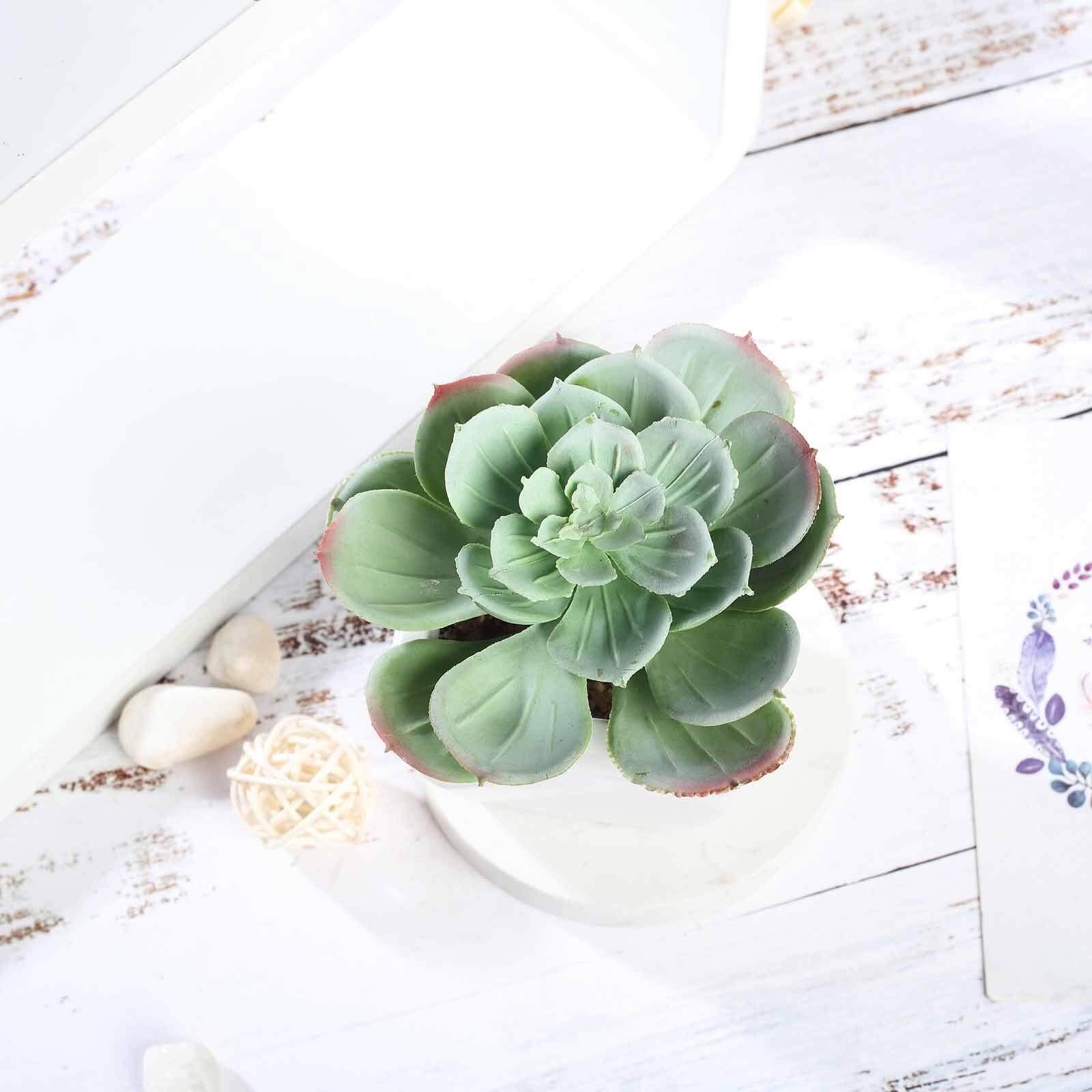 3-Pack Echeveria Artificial Succulents in Ceramic Pot - Lifelike Decorative Faux Plants for Home Office & Event Design 4"