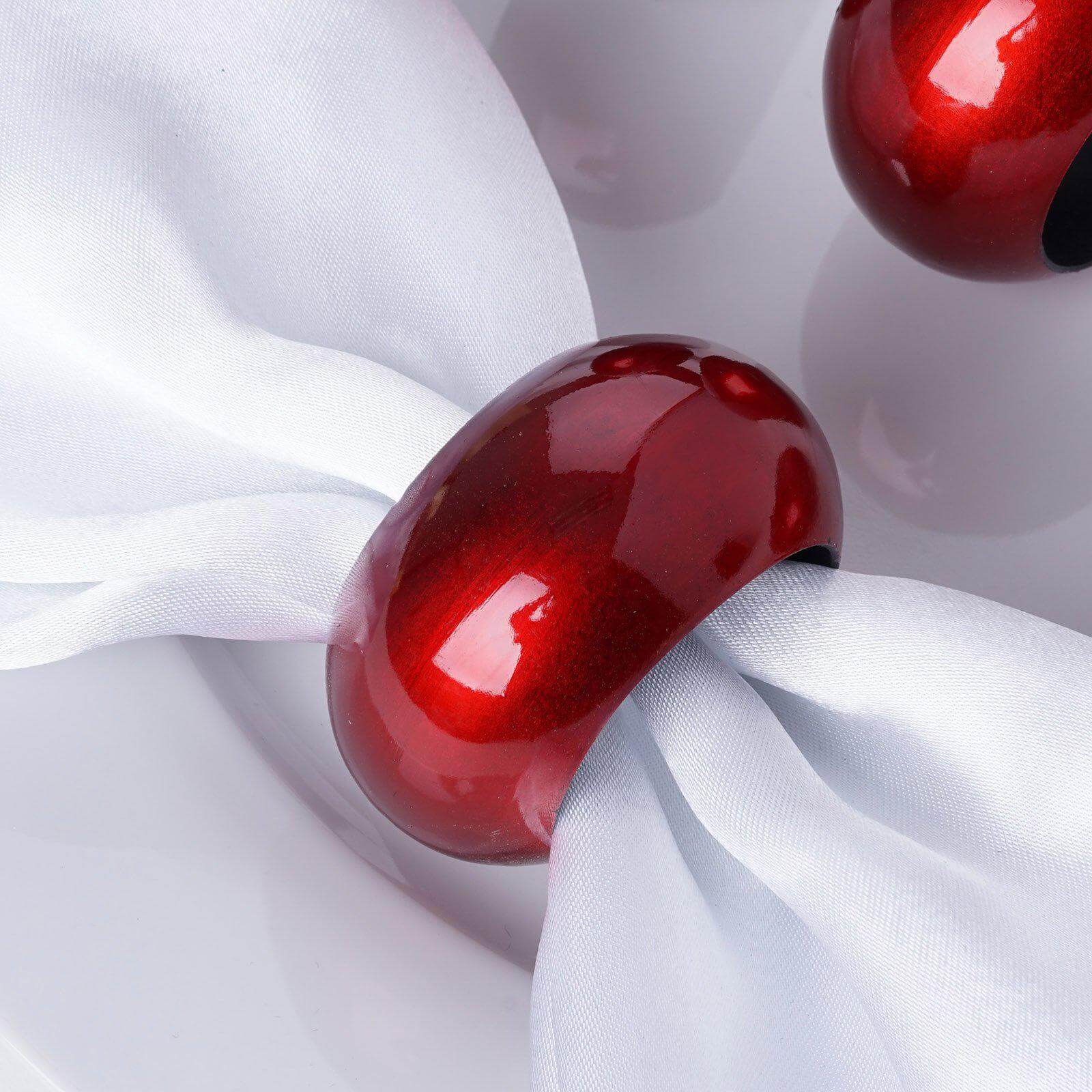 4 Pack Shiny Metallic Red Acrylic Napkin Rings