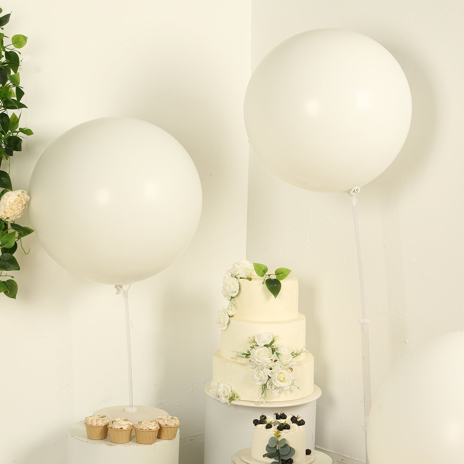 5 Pack Large Off White Biodegradable Balloons, 36" Thickened Extra Strong Eco-friendly Latex Helium Party Balloons