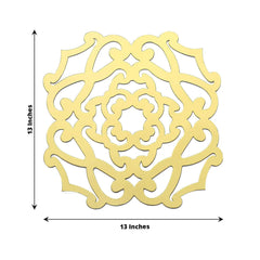 6-Pack Disposable Table Placemats in Metallic Gold Laser Cut Flower Design - 700GSM Cardboard Placemats for Glamorous Table Settings 13"