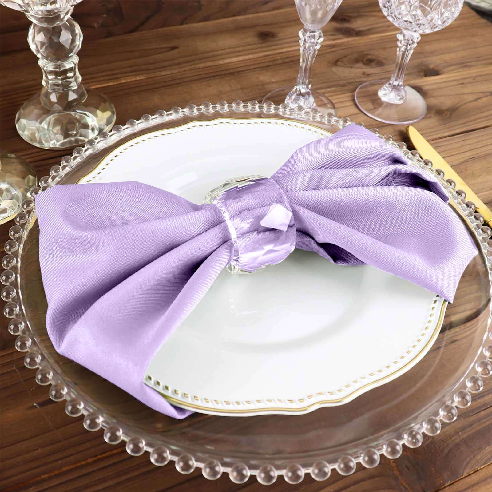 5 Pack Polyester 17"x17" Napkins Lavender Lilac - Durable & Wrinkle Resistant Dinner Napkins