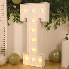 Giant LED Marquee Light Up Letter "T", White 4ft Pre-Cut Foam Board with 10 Warm White Battery Operated LEDs, Glue Gun and Sticks