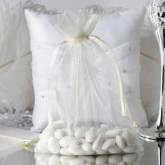 Pack of 10 6"x9" Ivory Organza Drawstring Pouch Candy Favor Bags Gift Bags for Wedding Favors