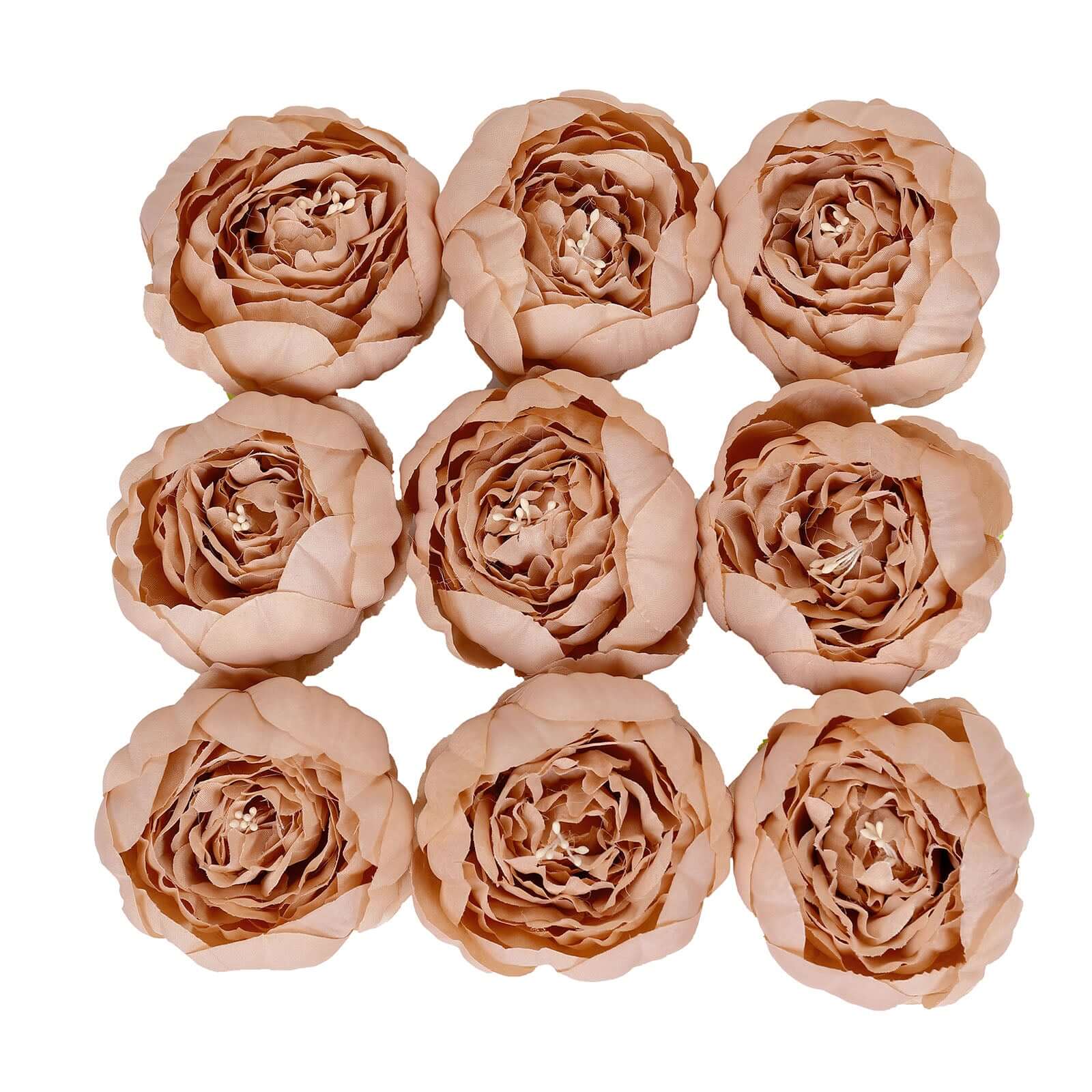 10 Pack 3" Mauve Artificial Silk DIY Craft Peony Flower Heads