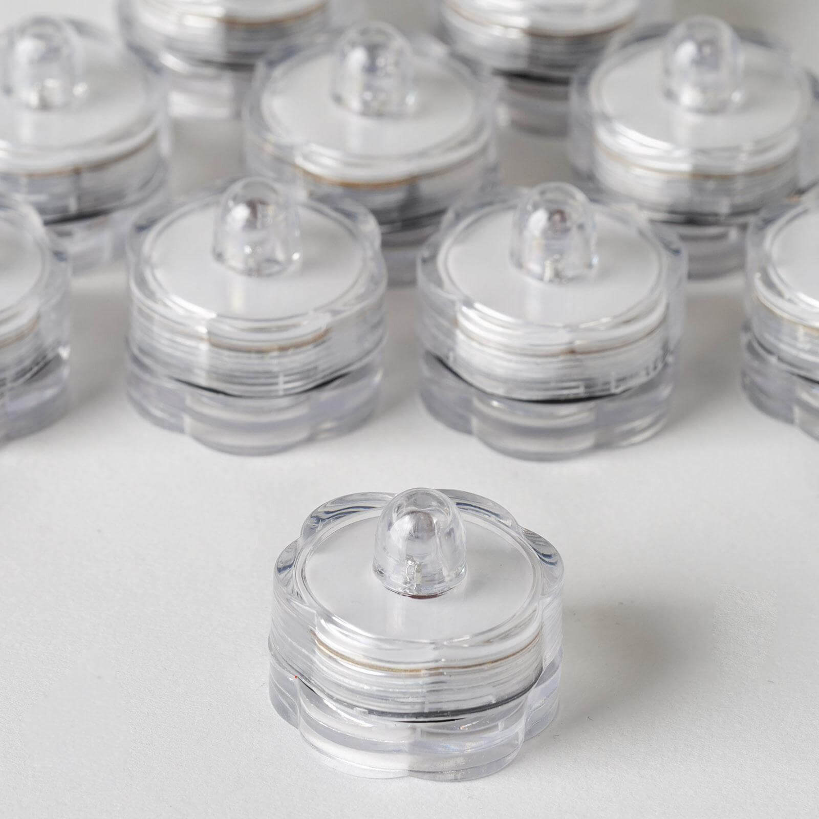 12-Pack LED Lights Flower Design - Submersible Waterproof White Battery Operated
