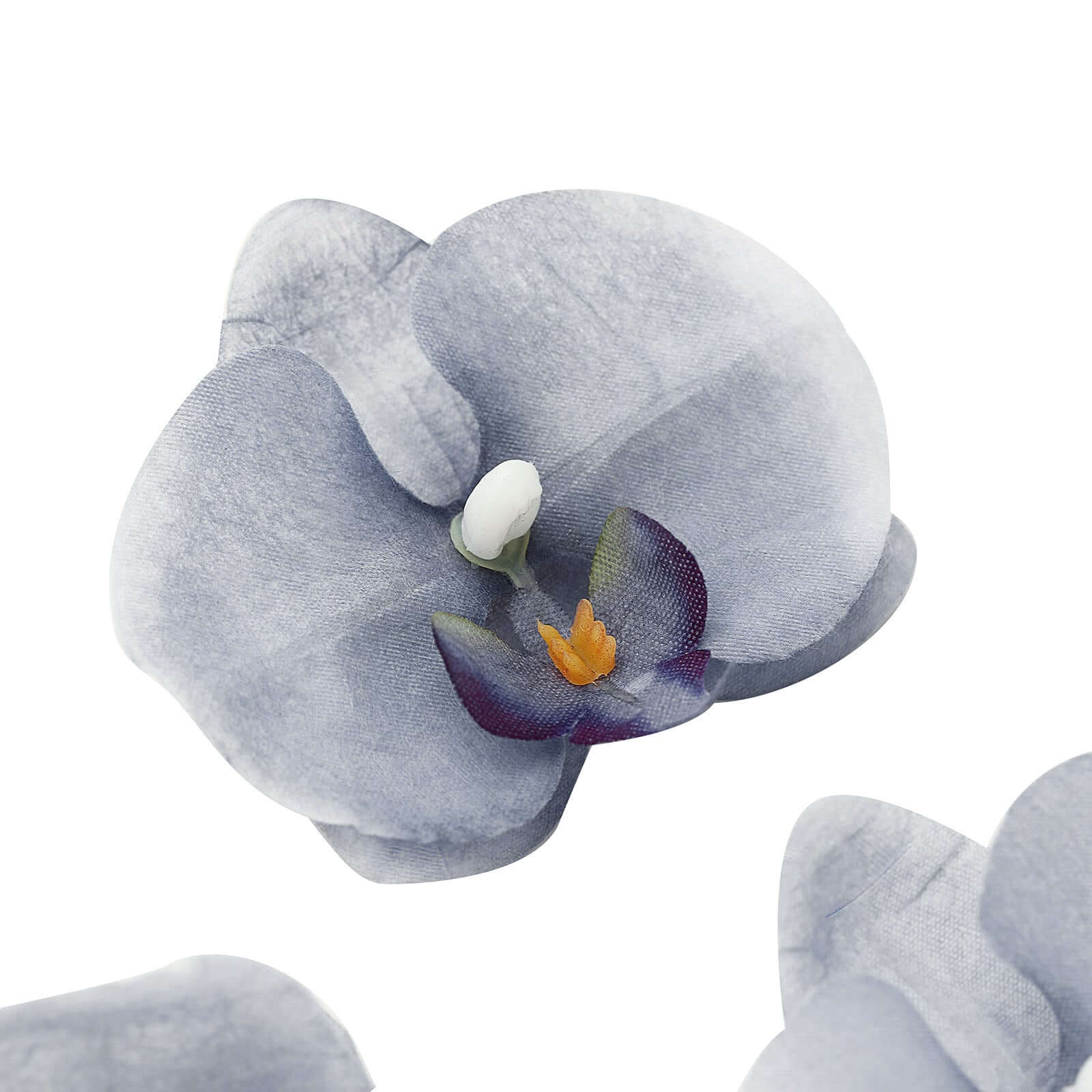 20 Silk Artificial Orchids Flower Heads Charcoal Gray - Versatile Floral Accents for DIY Floral Arrangements Corsages & Event Decor 4"