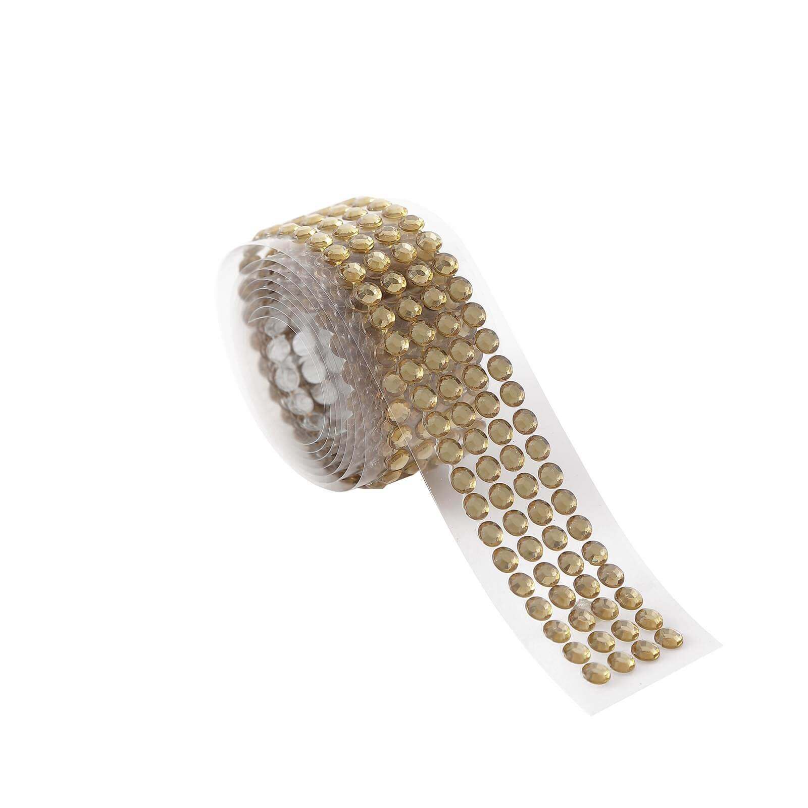 3ft Champagne Stick-On Rhinestone Tape, DIY Self Adhesive Diamond Gemstone Stickers