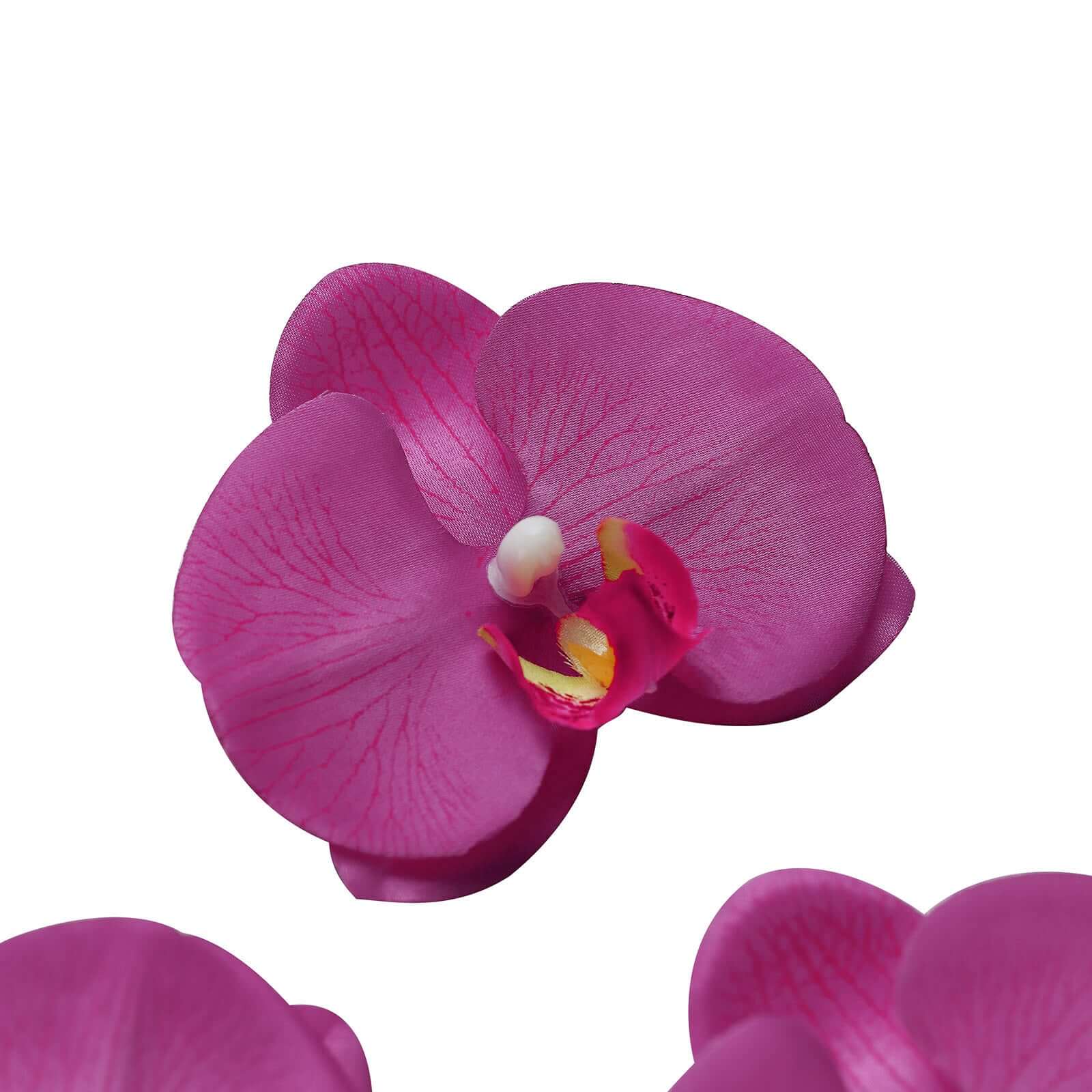 20 Silk Artificial Orchids Flower Heads Fuchsia - Versatile Floral Accents for DIY Floral Arrangements Corsages & Event Decor 4"