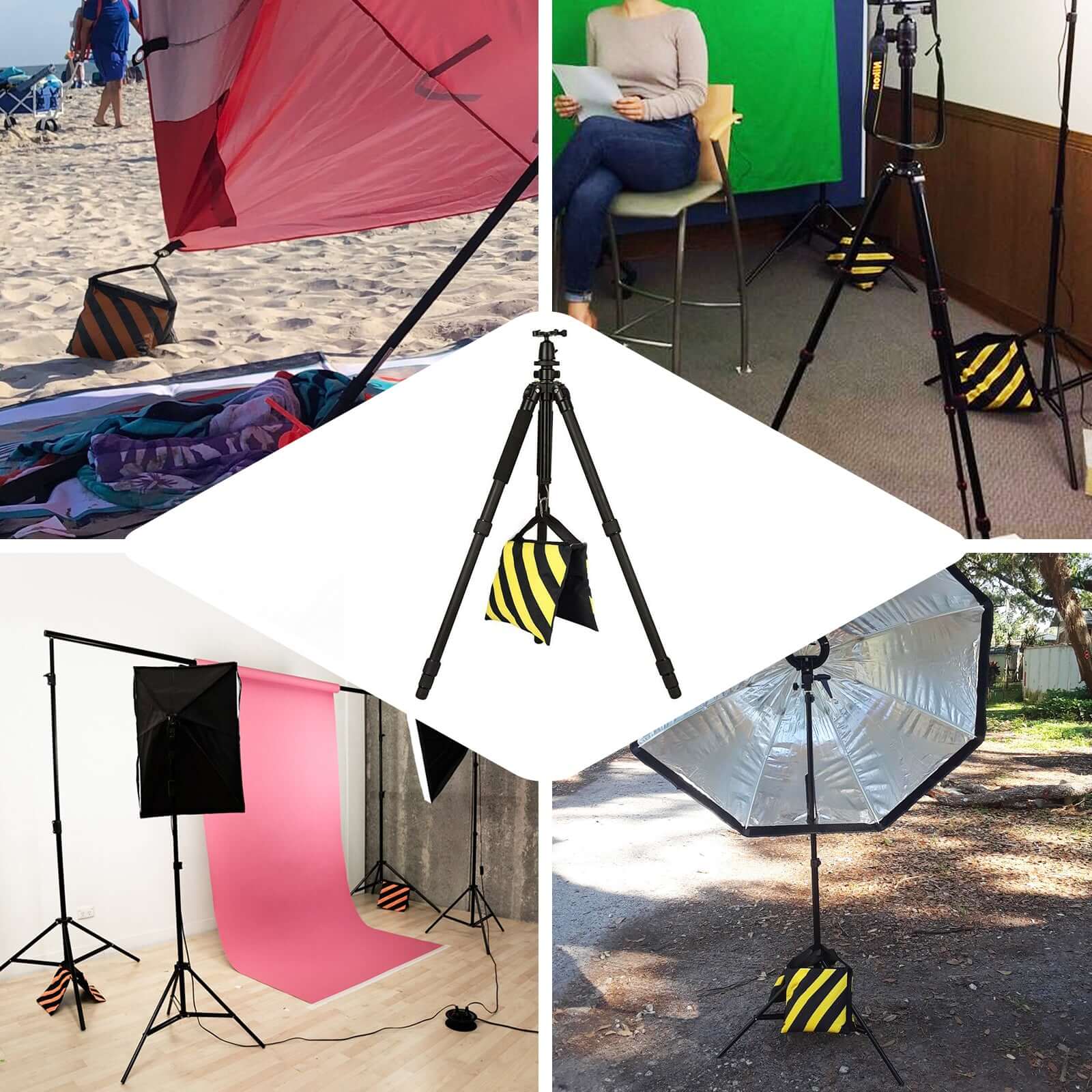 4 Pack Heavy Duty Black Yellow Sand Saddle Bag For Backdrop Stands