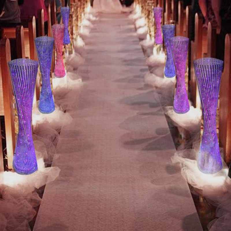 2ft Color Changing LED Spiral Metal Tower Columns LED Lamp, Night Light Wedding Centerpiece