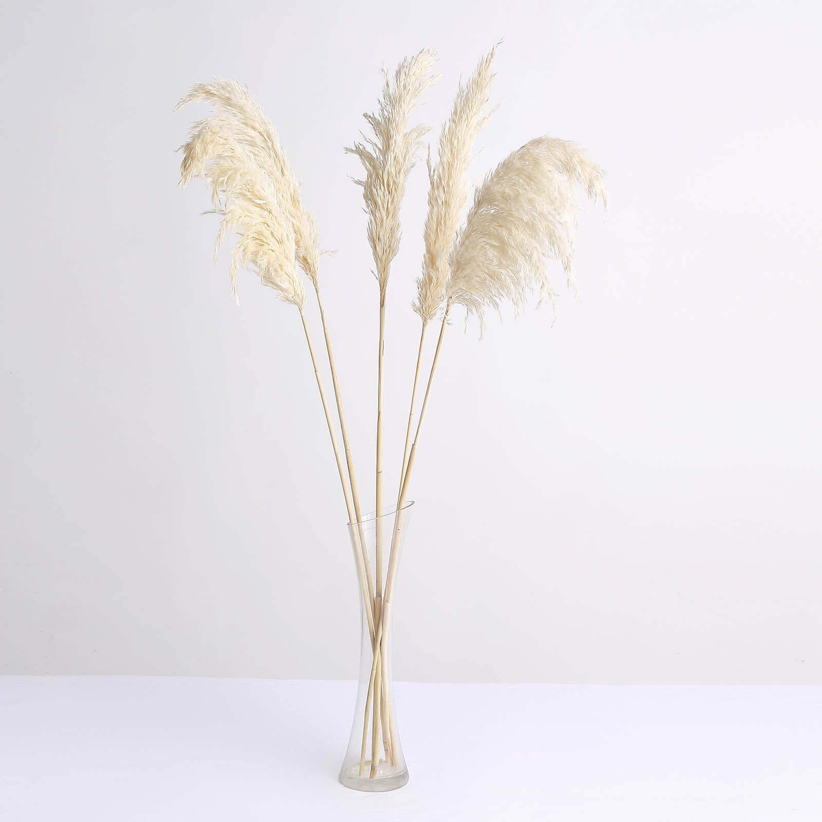 6 Stems Natural Dried Pampas Grass Decor Wheat Tint - Versatile Plant Sprays for Boho Chic Vase Displays Backdrops & Event Styling 32"