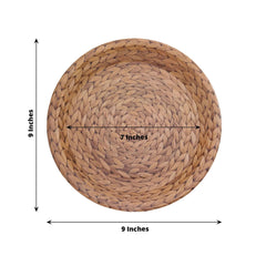 25-Pack Paper 9" Round Dinner Plates Natural with Woven Rattan Print - Rustic Farmhouse Disposable 300GSM Party Plates for Country Chic Celebrations