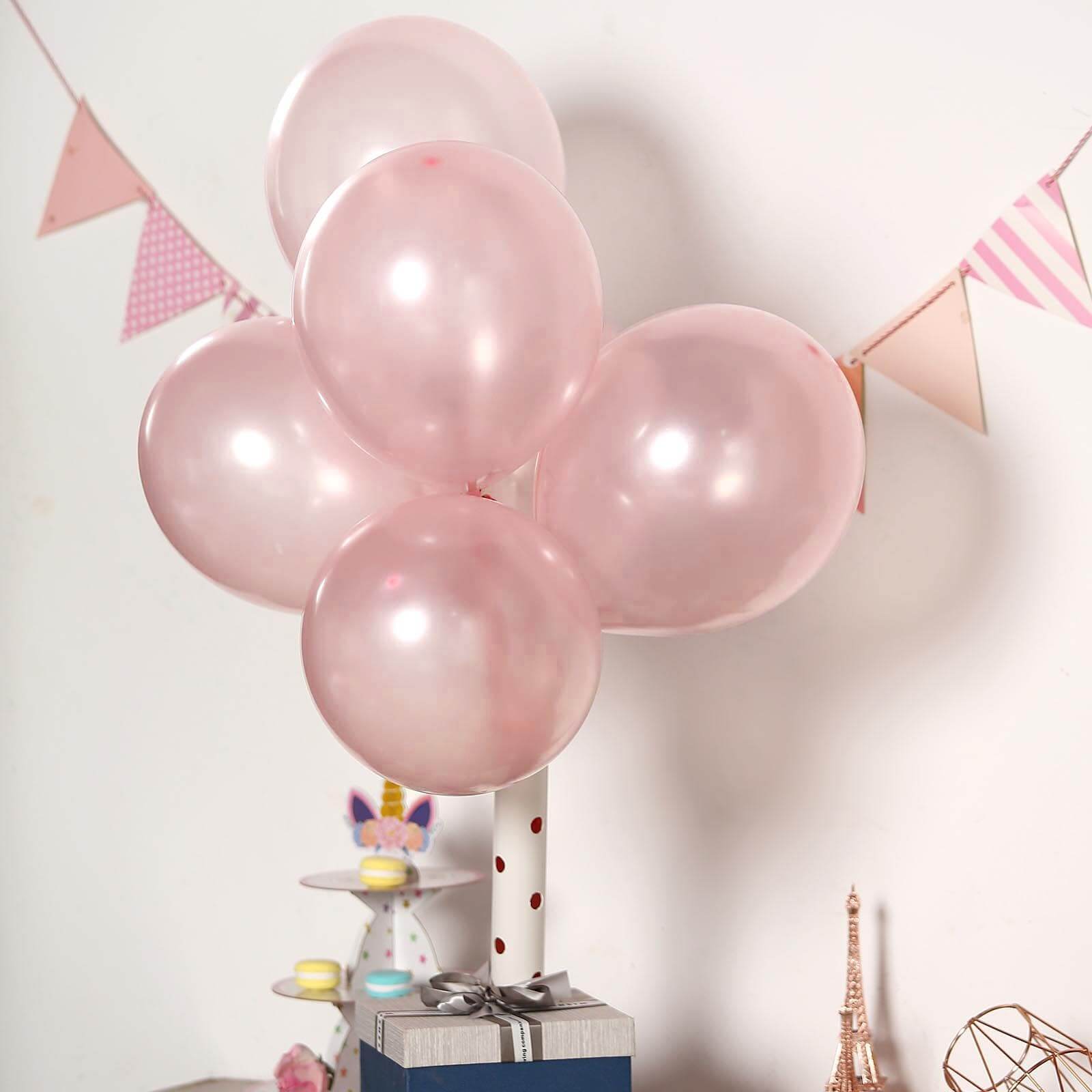25 Pack 12" Shiny Pearl Blush Latex Helium, Air or Water Balloons