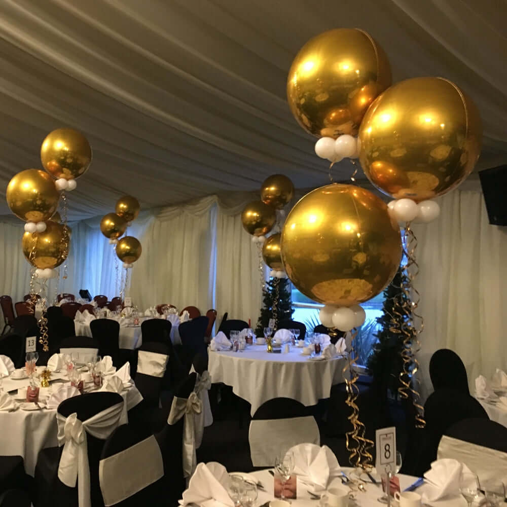 2 Pack 18" 4D Rose Gold Sphere Mylar Foil Helium or Air Balloons