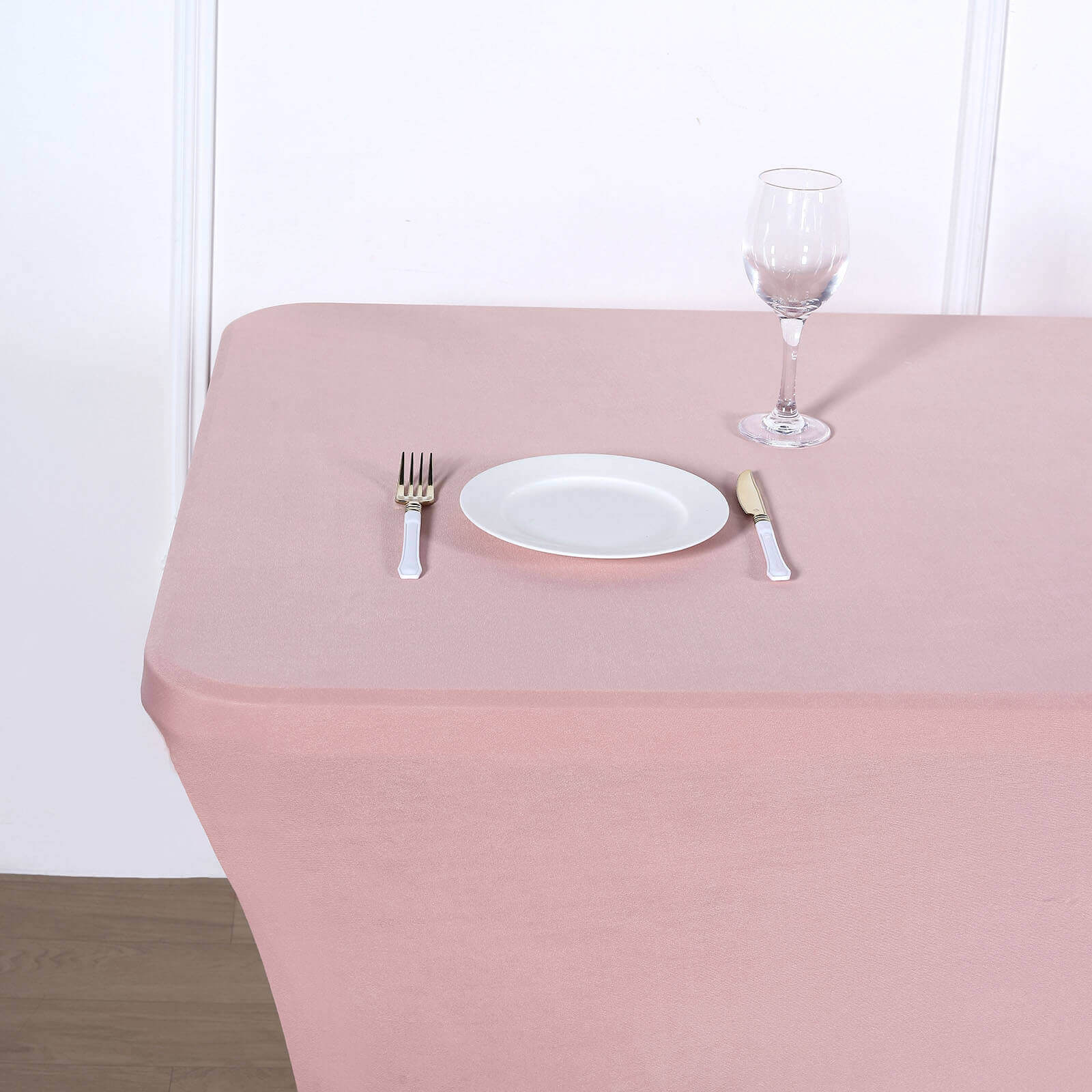 Stretch Spandex 96"x30" Rectangle Table Cover Dusty Rose - Durable Form-Fitting Tablecloth
