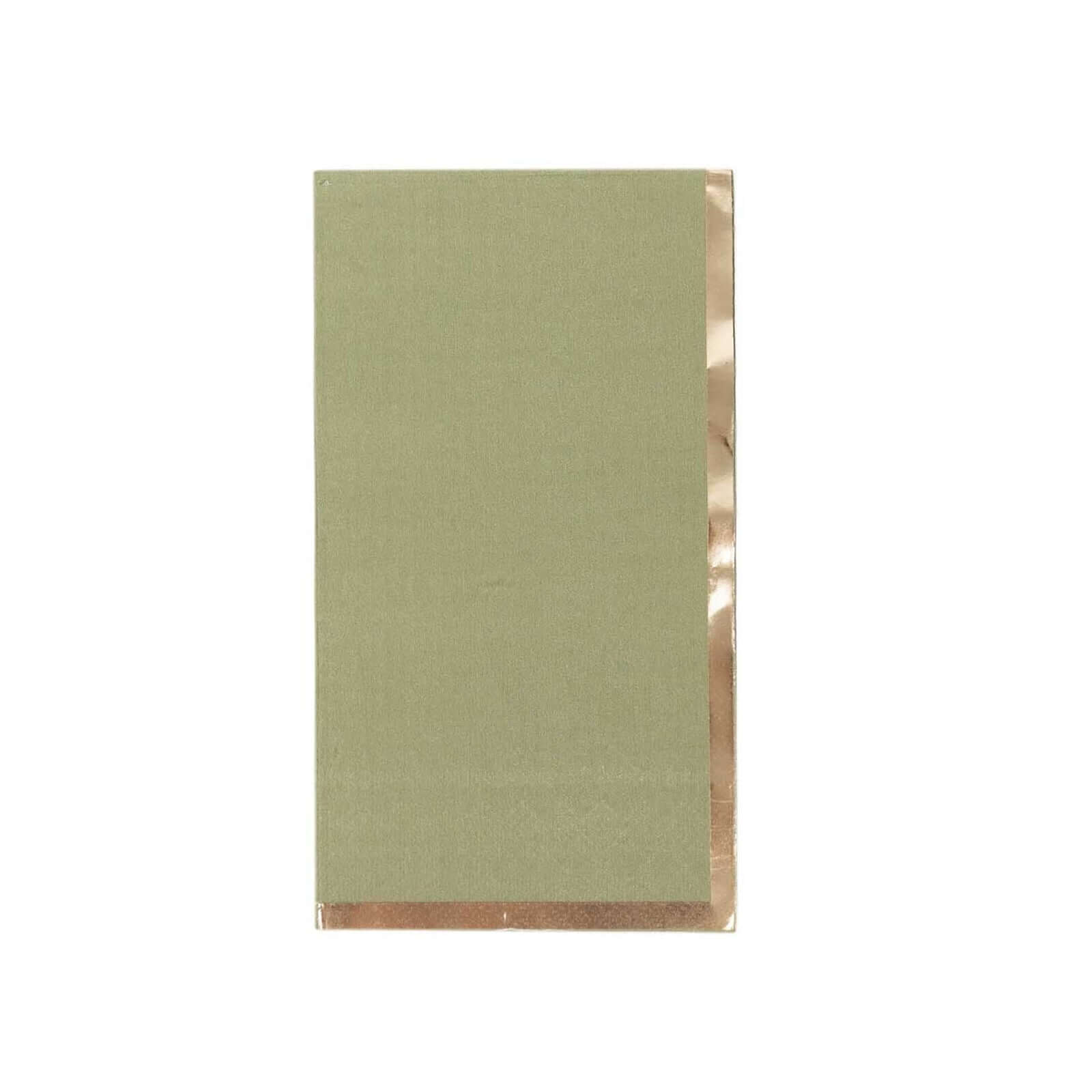 50-Pack Paper Dinner Napkins Olive Green with Gold Foil Edge 2 Ply - Stylish Disposable Napkins