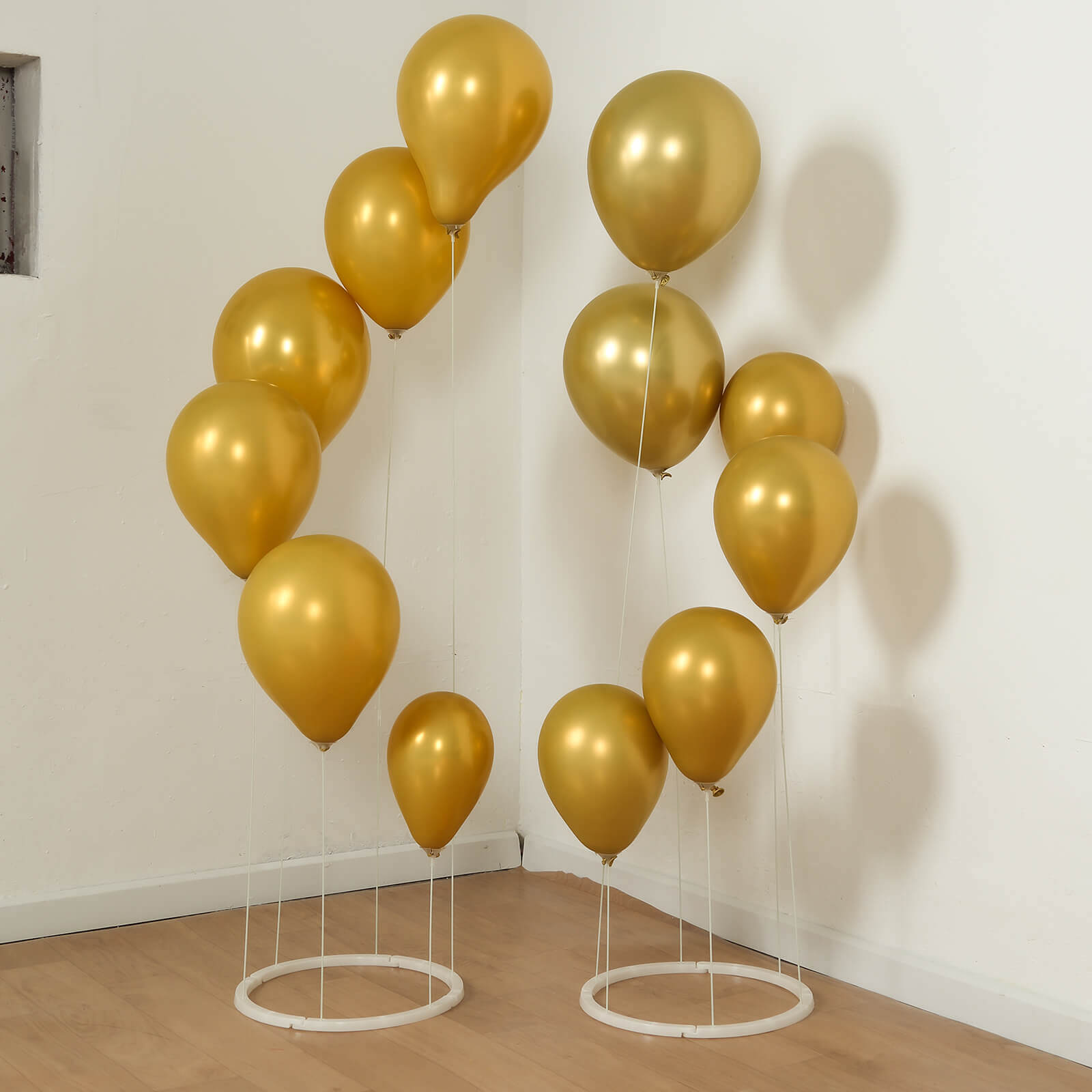 2-Pack 3ft Floating Balloon Floor Stand Kit – White Spiral Balloon Holder with Round Base for Party Decorations