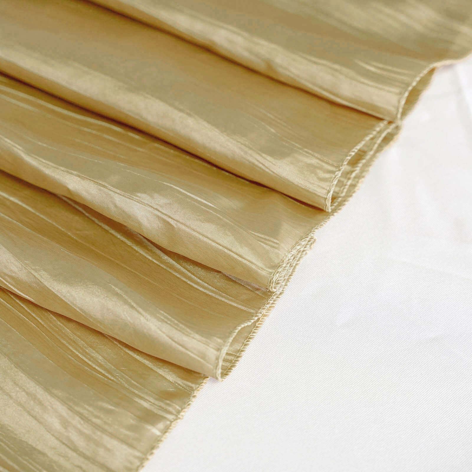 Taffeta 90"x90" Table Overlay Square Tablecloth Gold - Accordion Crinkle Design for Modern Celebrations