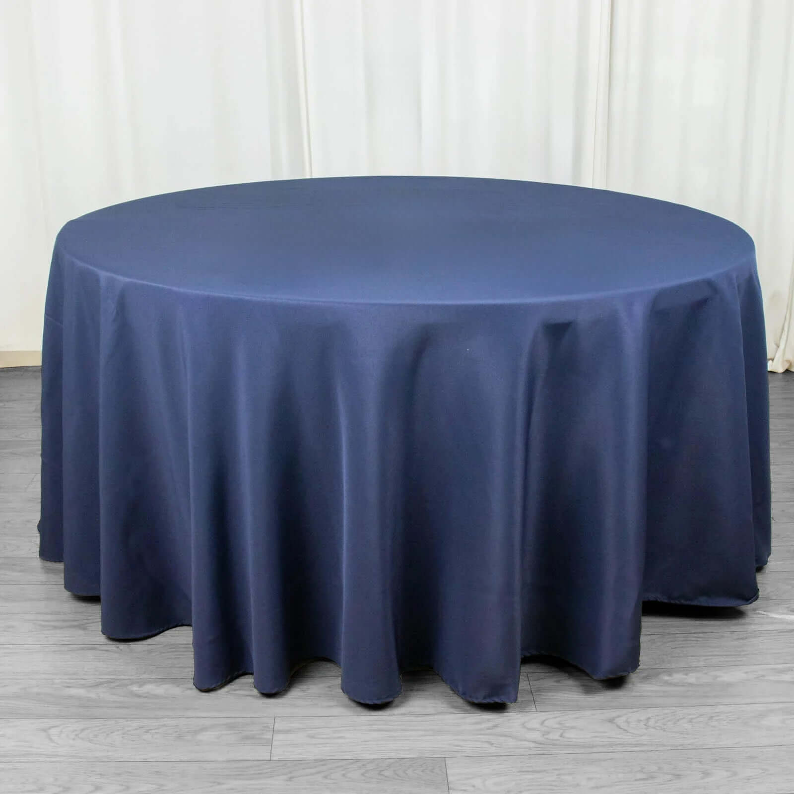 Premium Polyester 120" Round Tablecloth Navy Blue - Seamless 220GSM Wrinkle-Resistant Table Cover