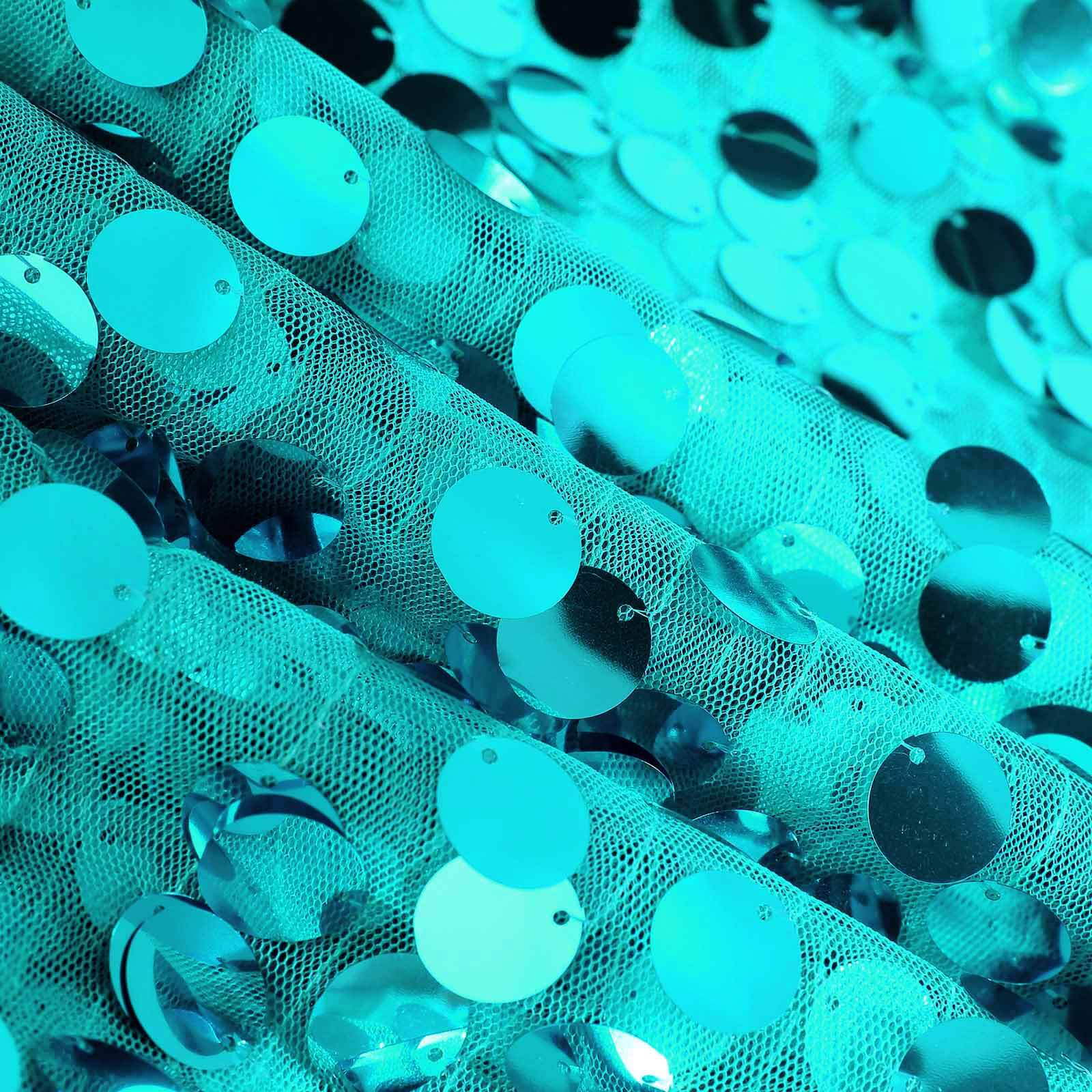 Sequin 72"x72" Table Overlay Square Tablecloth Turquoise - Big Payette Table Cover