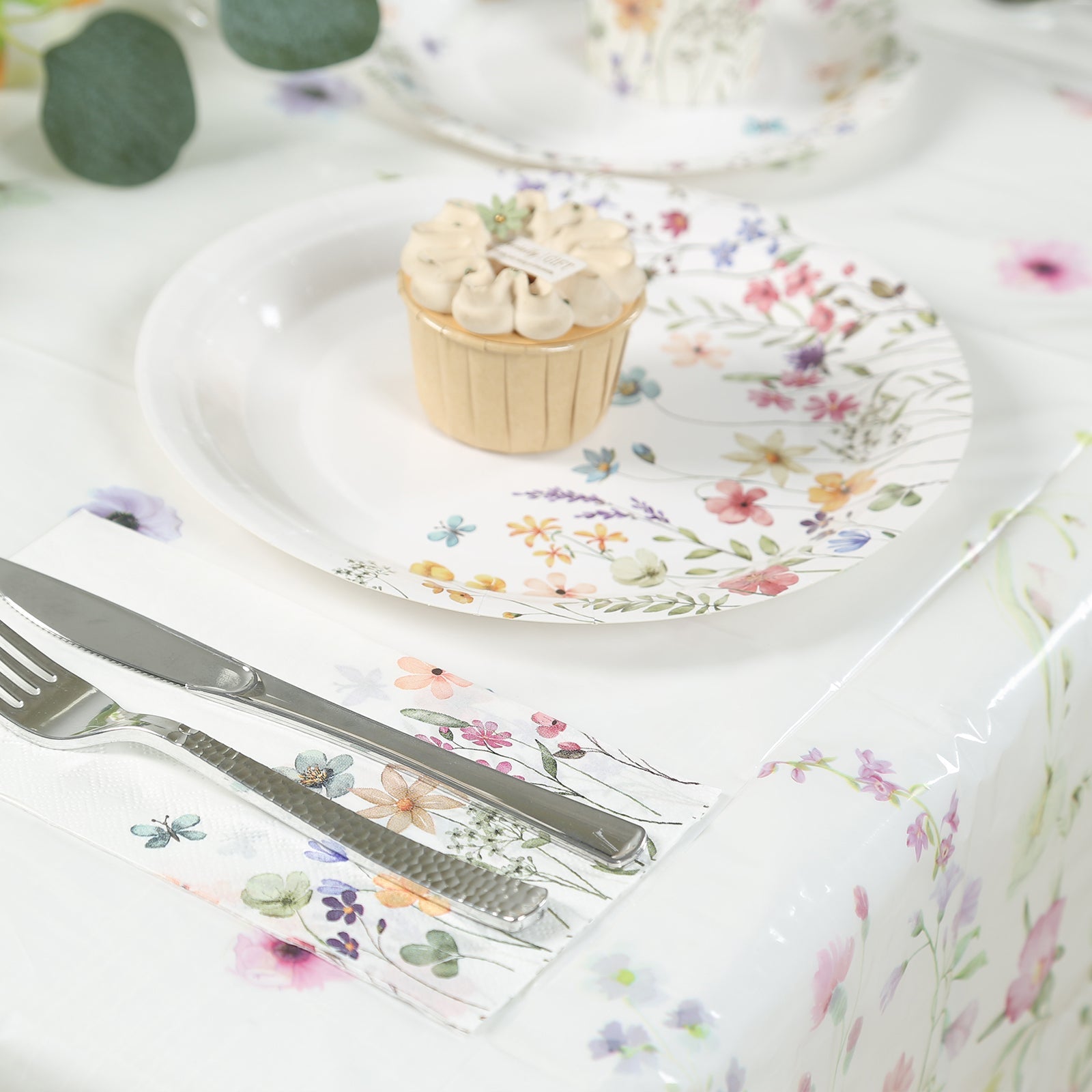 50-Pack Paper Dinner Napkins Wildflower Butterfly Design 2 Ply - Soft Disposable Napkins for Parties 8"x4"