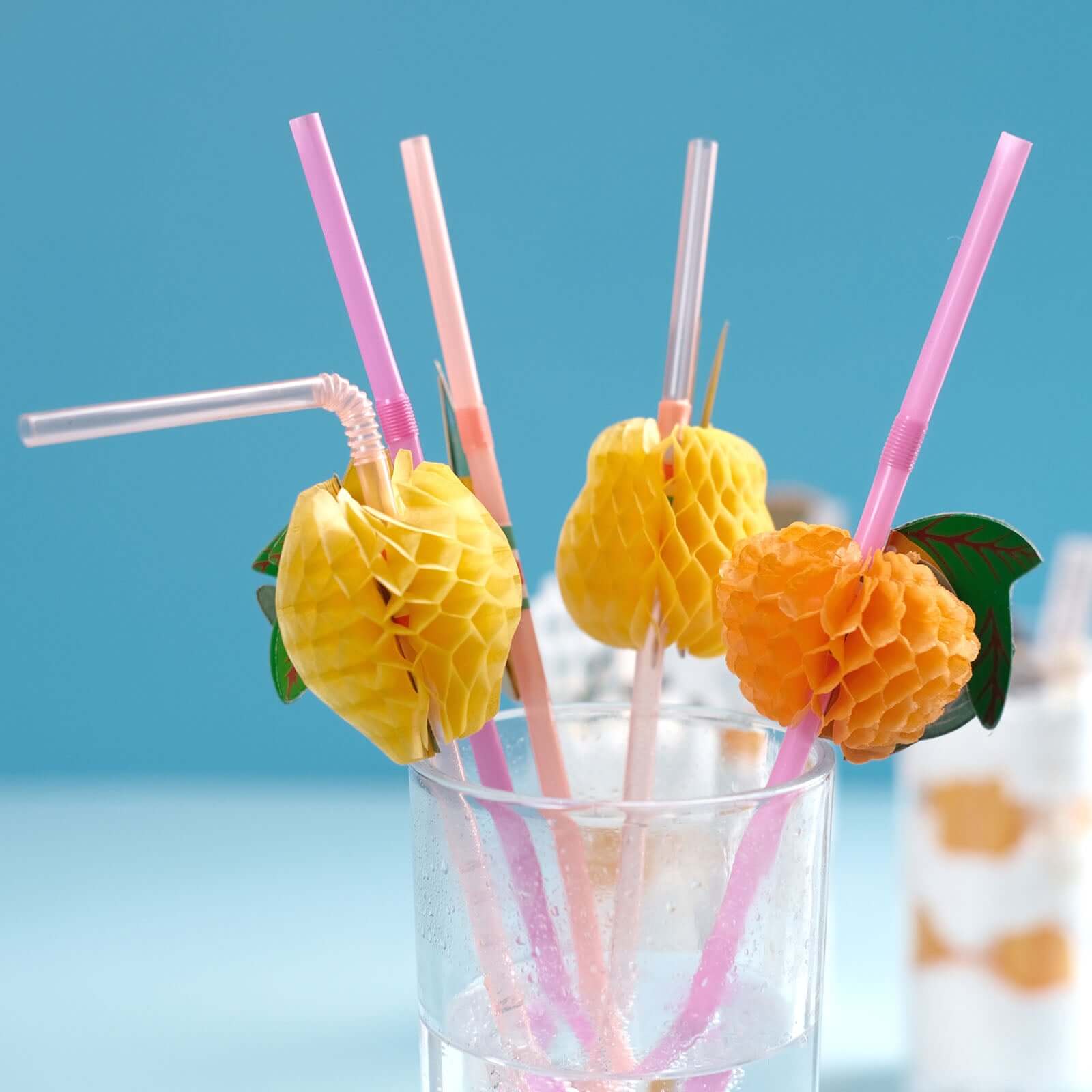 50-Pack Tropical Fruit Drinking Straws Multi-Colored - Disposable Straws for Summer Drinks 10"