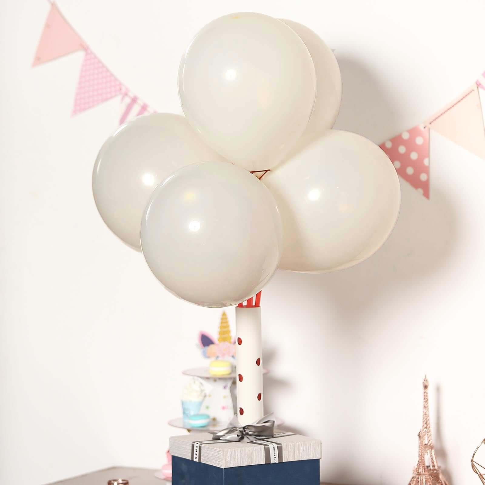 25 Pack 10" Matte Pastel Off White Helium Air Latex Party Balloons