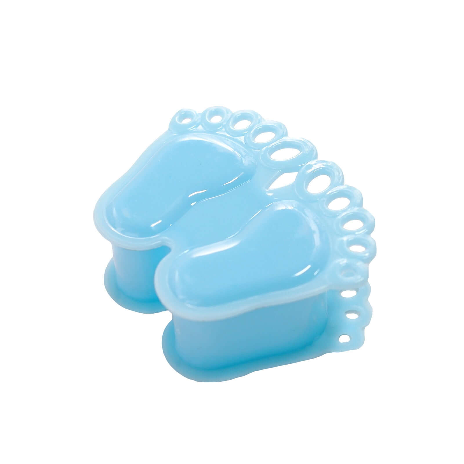12-Pack Fillable Mini Candy Container in Baby Feet Style Clear/Light Blue - Unique Candy Treat Favor Boxes for Baby Shower 3.5"