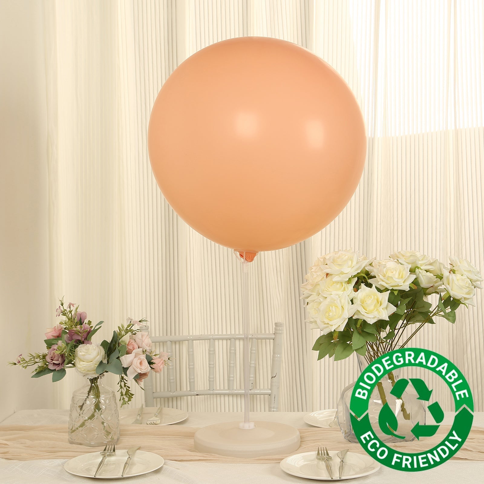 5 Pack Large Matte Pastel Blush Biodegradable Balloons, 36" Round Eco-friendly Thickened Latex Party Balloons