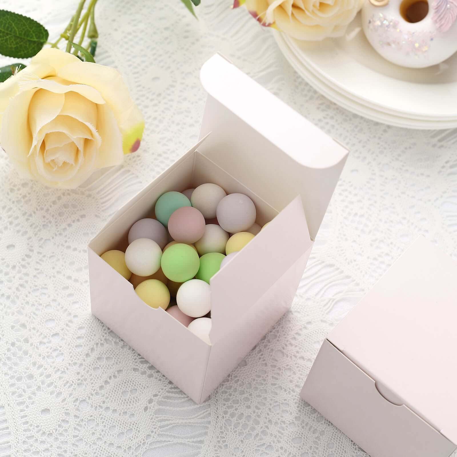 100 Pack 3" DIY Blush Party Shower Favor Candy Gift Boxes
