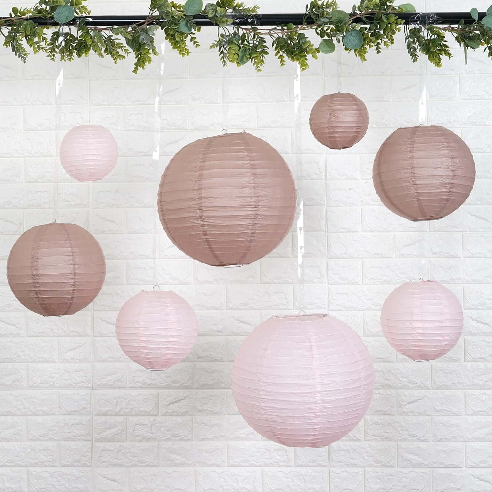 Set of 6 Silver Hanging Paper Lanterns, Chinese Sky Lanterns, Assorted Sizes - 16", 20", 24"