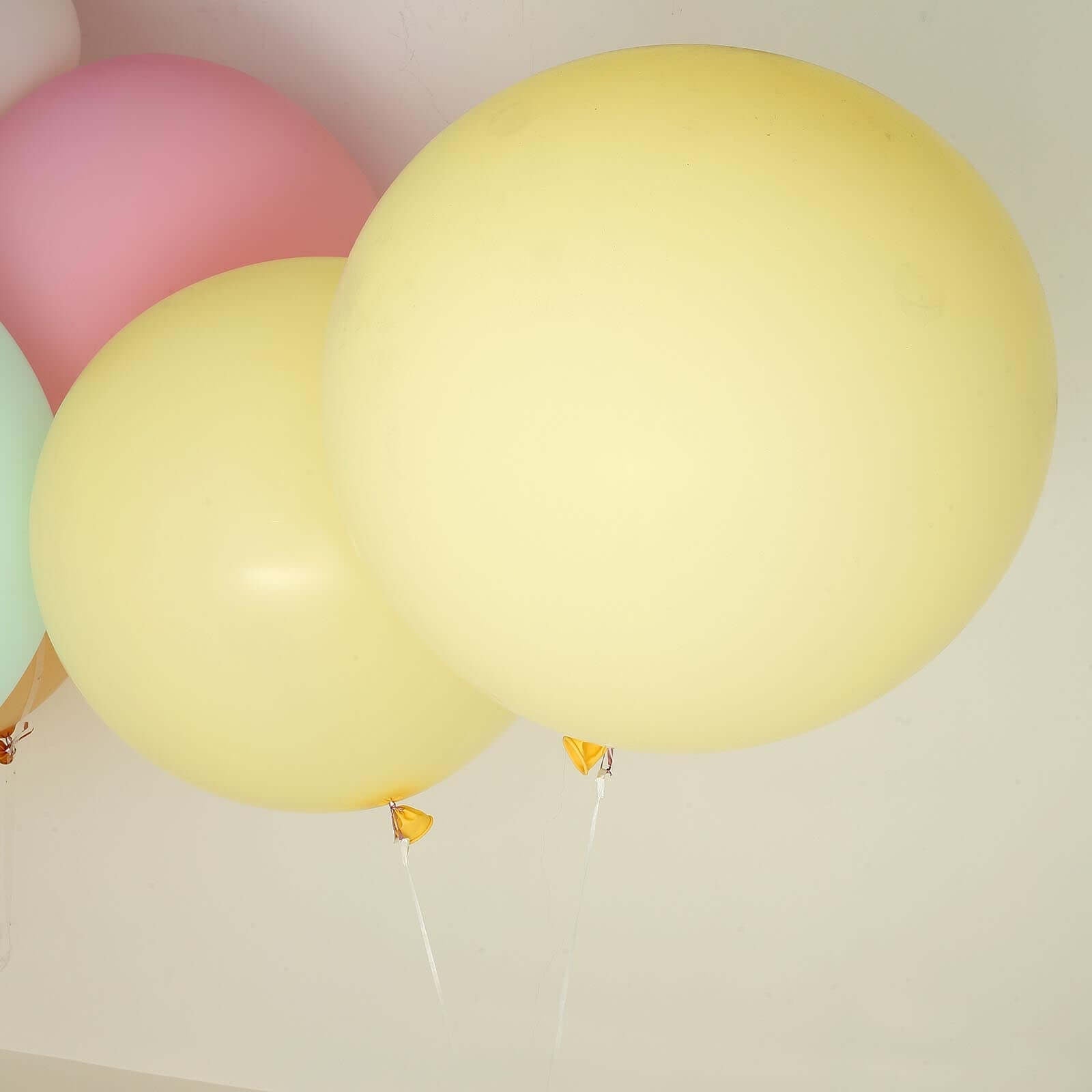2 Pack 32" Large Balloons Helium or Air Latex Balloons Pastel Yellow