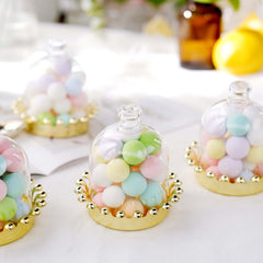 12 Pack 4" Clear Gold Mini Crown Treats Party Favor Boxes, Small Treats Jar Party Favor Boxes With Dome Lid