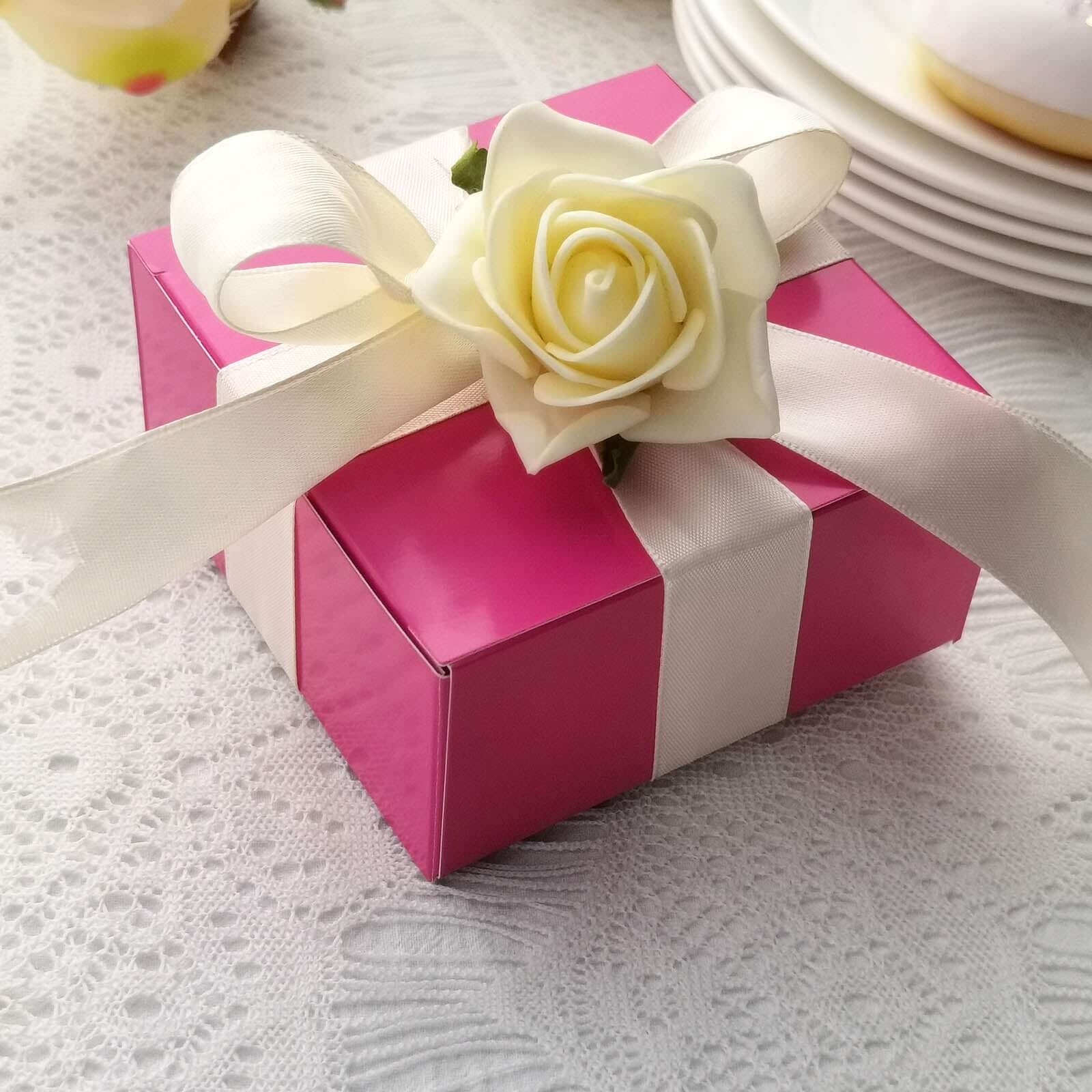 100 Pack 4"x4"x2" Fuchsia Cake Cupcake Party Favor Gift Boxes, DIY