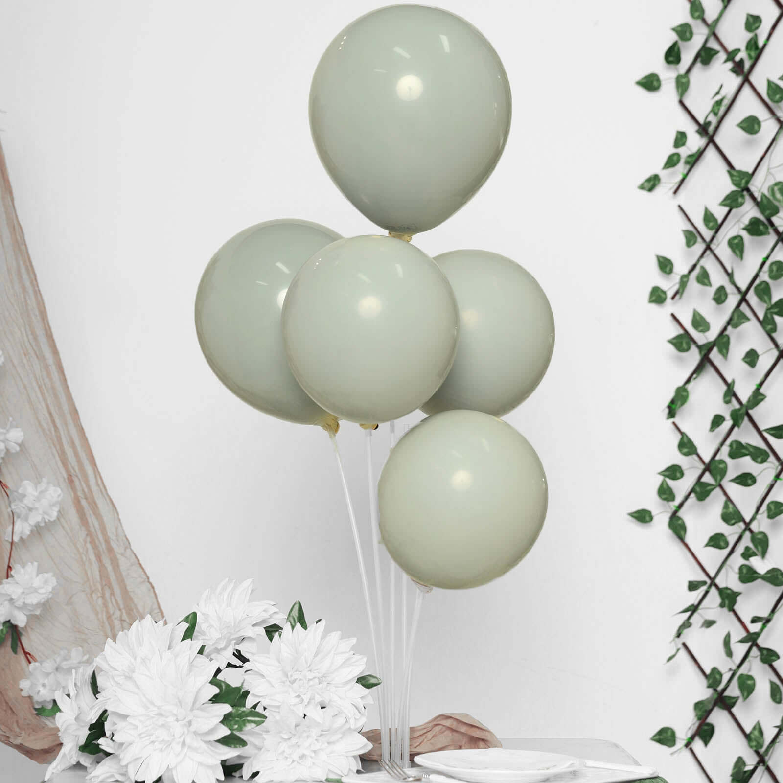 25 Pack 10" Matte Gray Double Stuffed Prepacked Latex Party Balloons