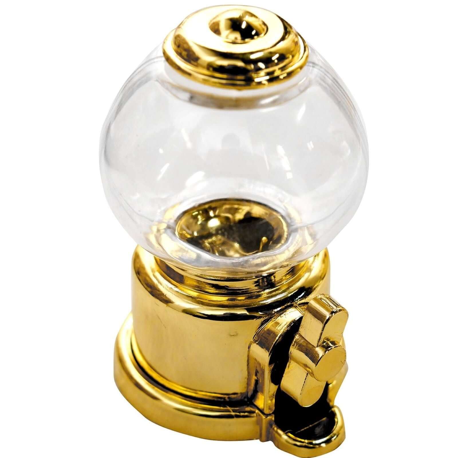6 Pack 3.5" Clear Gold Mini Gumball Machine Treats Party Favor Boxes, Small Candy Container Gift Boxes